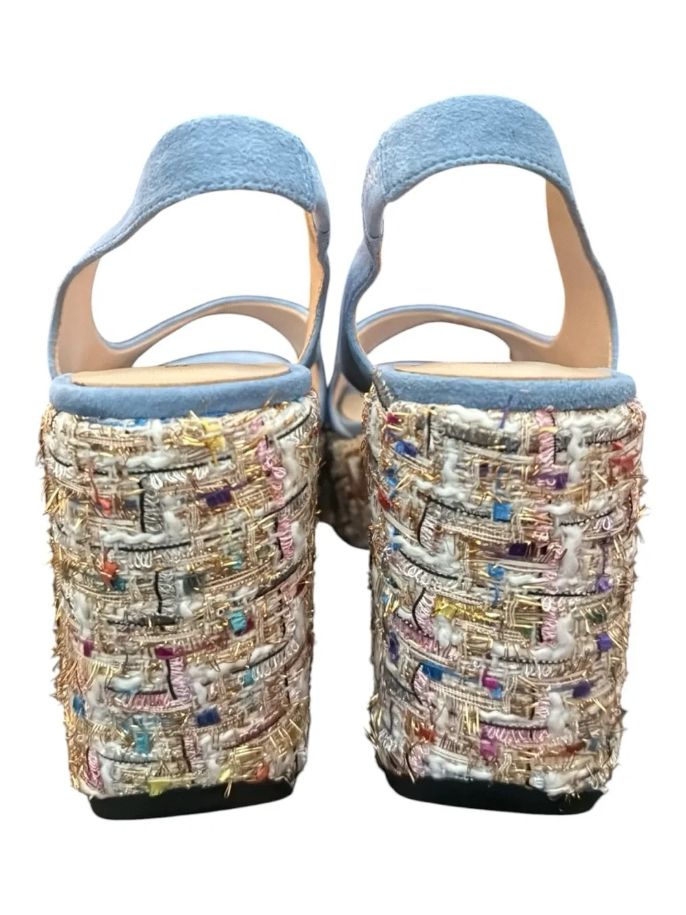 Sacha London ILSA Sky Blue Suede Platform Slingback Heels Size 9M NIB